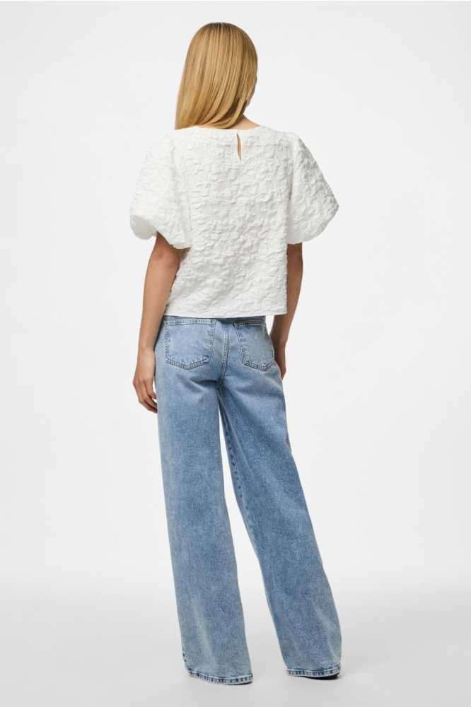 PCGRETCHEN SS O-NECK TOP WVN D2D PP 17163266 CLOUD DANCER